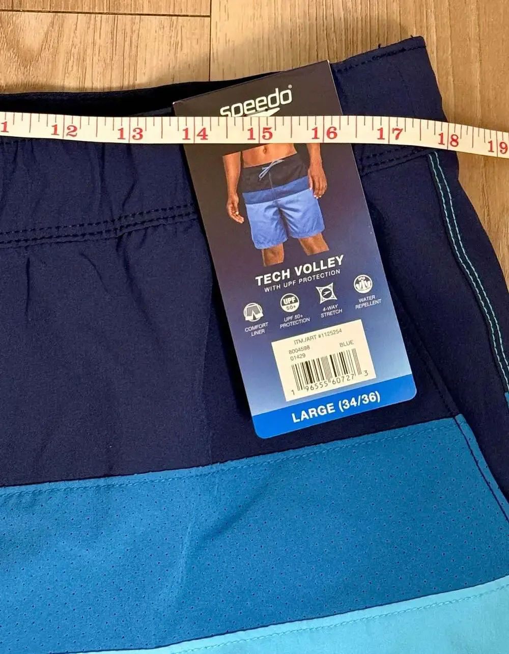 Speedo Men's Tech Volley Swim Shorts with UPF Protection, Blue Colorblock